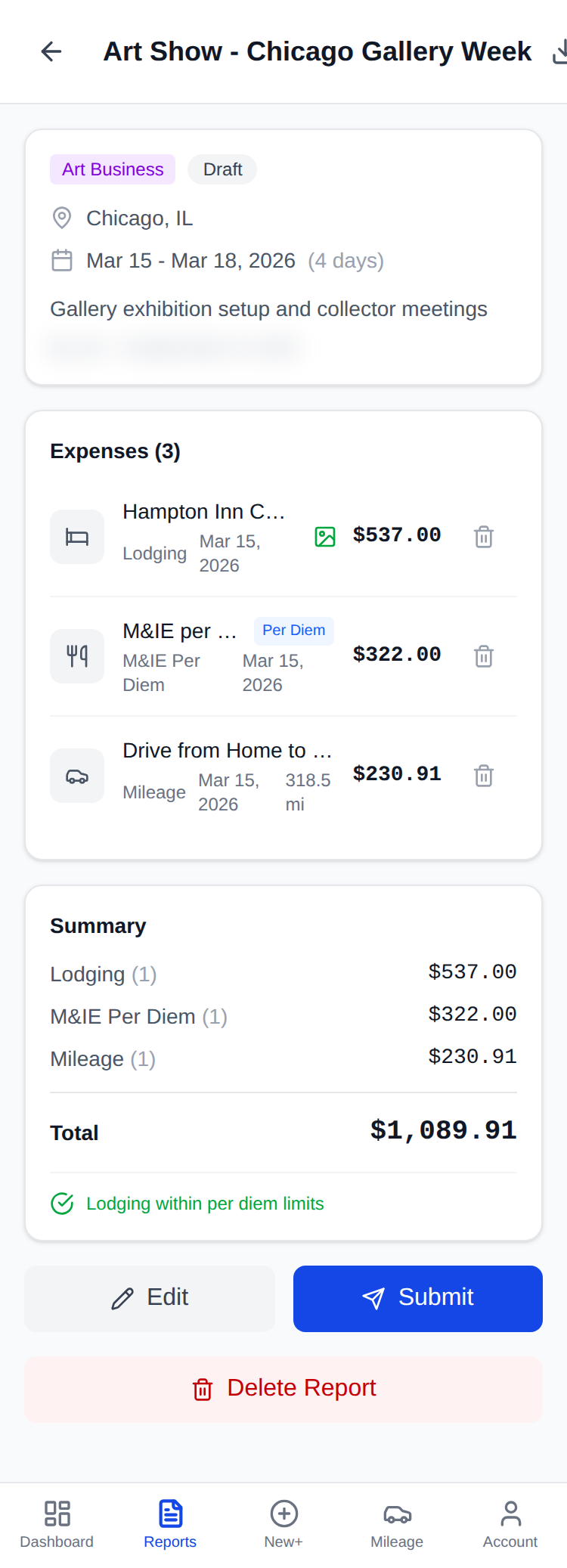 Expense Report Detail