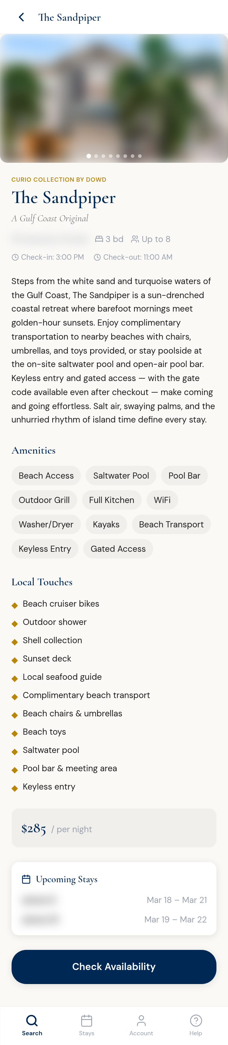 Property detail with amenities