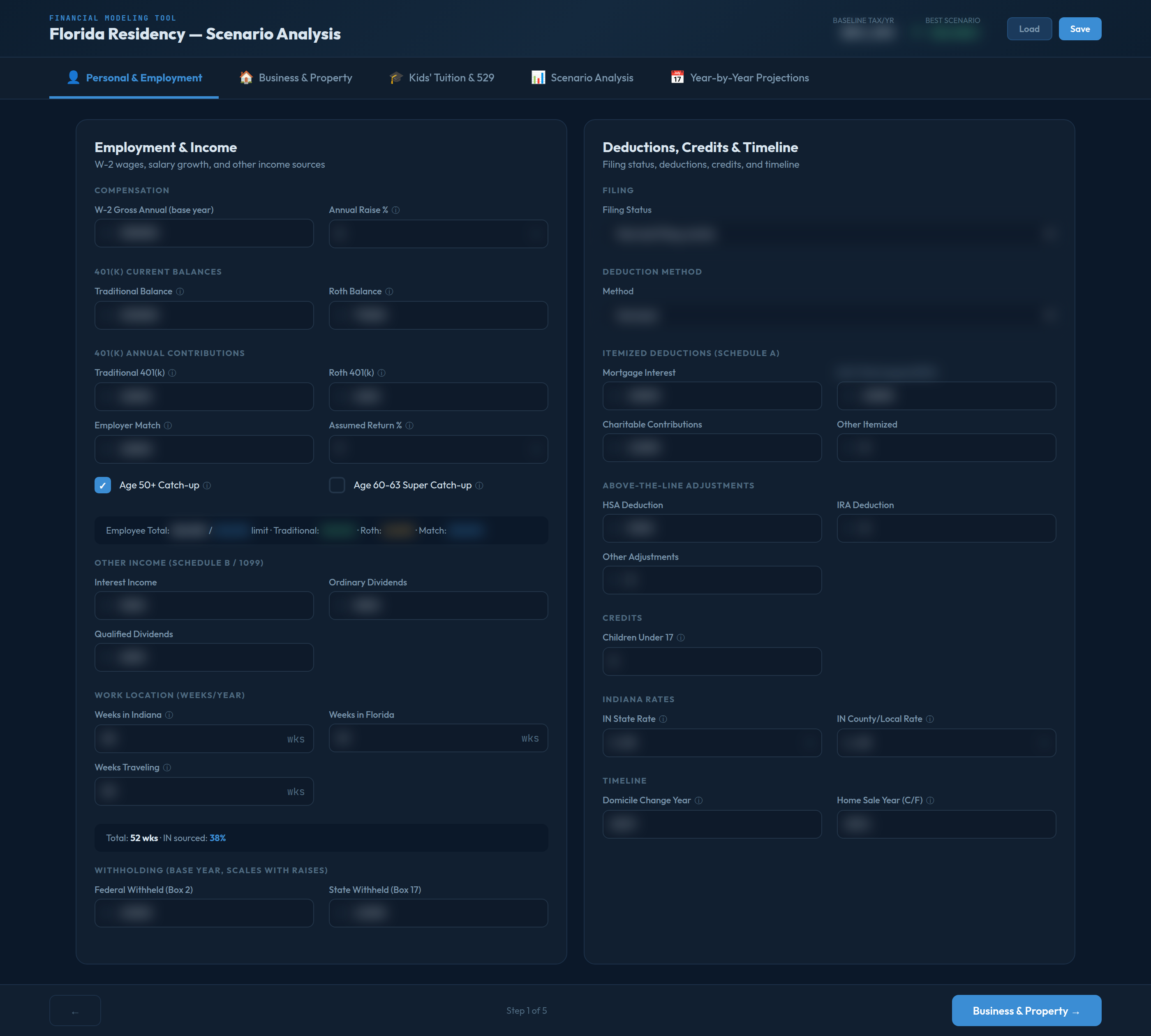 Personal & Employment Screen