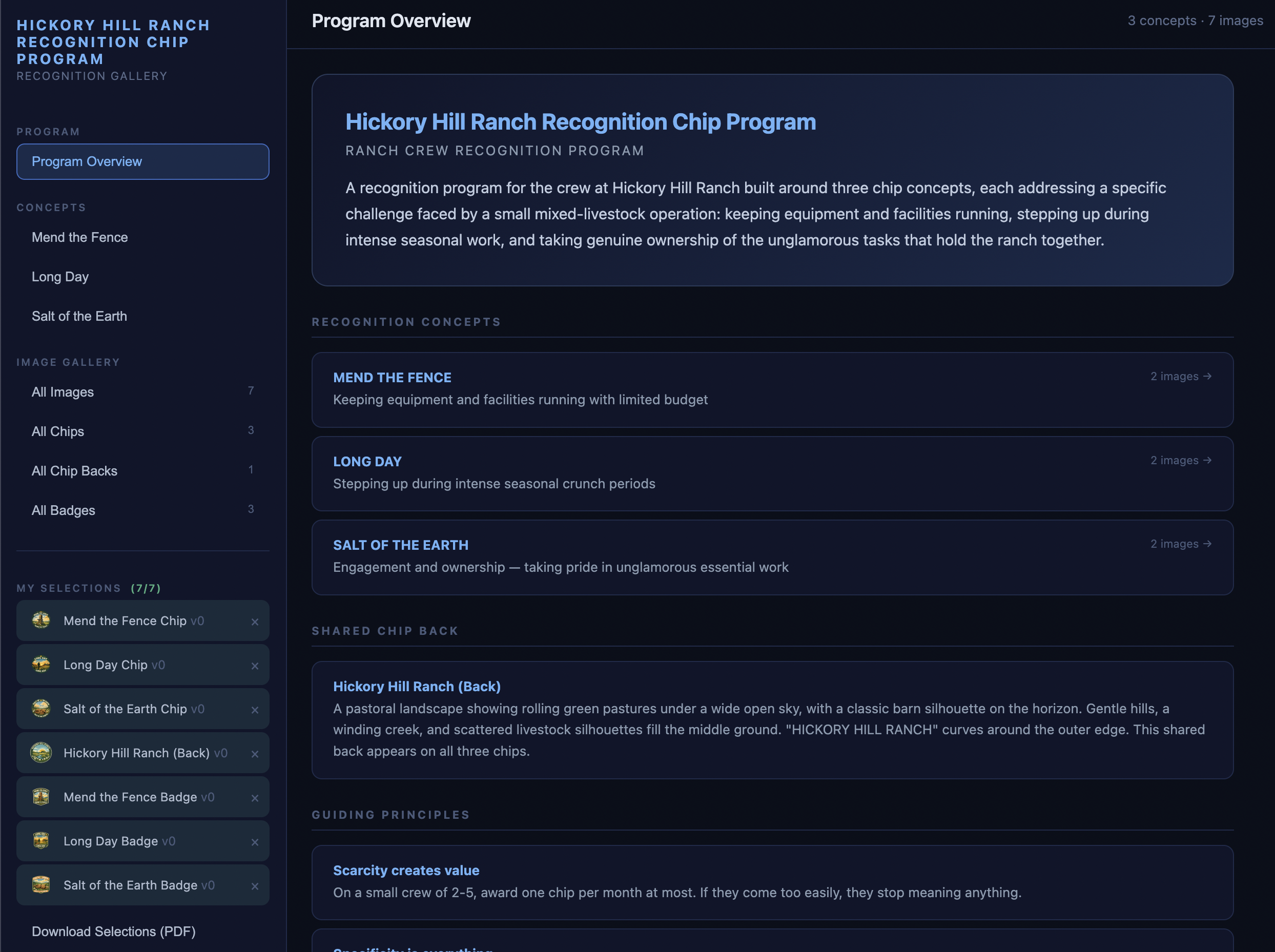 Recognition program overview with chip concepts and guiding principles