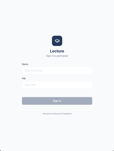 Lecture App login screen