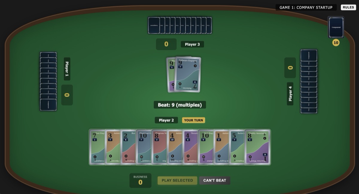 Online Card Game Interface