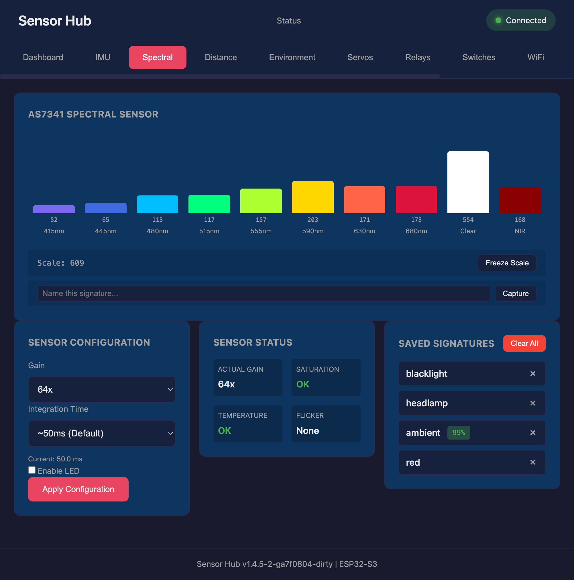 Spectral Configuration Page